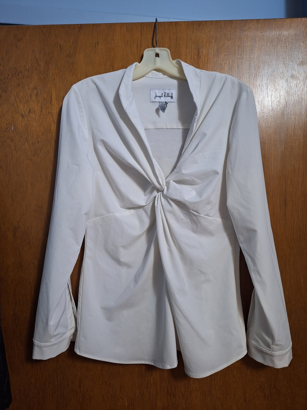 Sz 12 Joseph Ribkoff White Twist-Front Long Sleeve Blouse